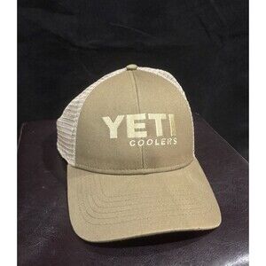 Yeti Coolers Trucker Hat Cap Mesh Coyote Olive Tan Snapback 2016 EUC